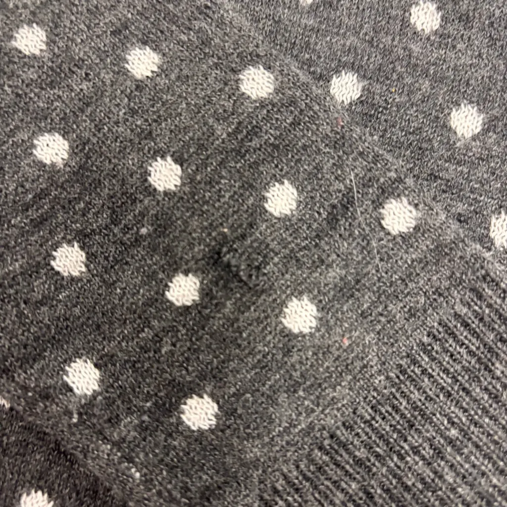 LOFT wool blend knit reindeer polka dot sweater gray white Womens  XS - Image 3