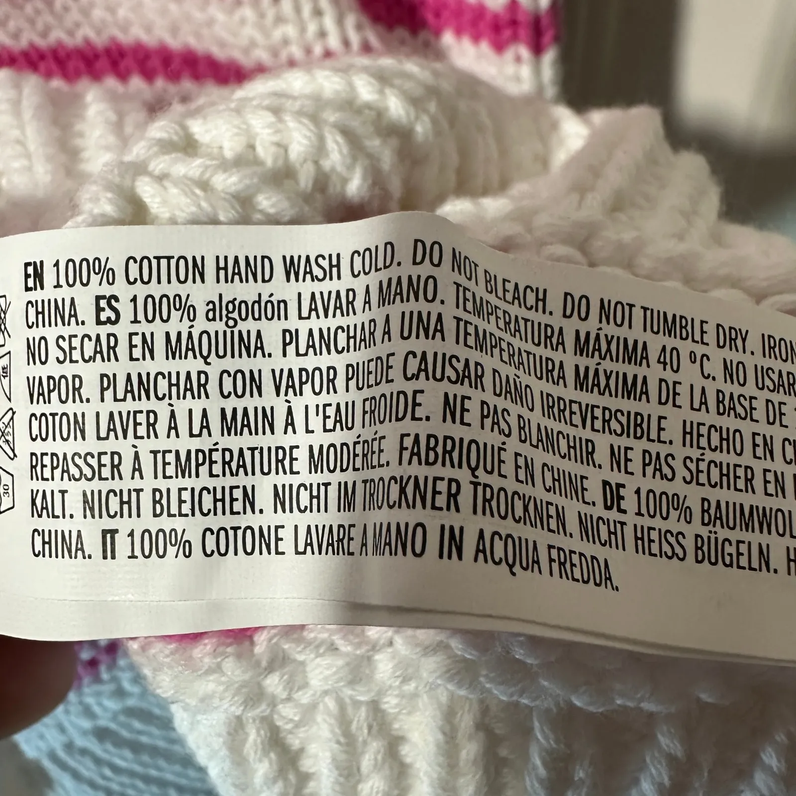 English Factory Striped Puff Sleeve‎ Sweater Short Sleeve Womens M White Pink - Image 4