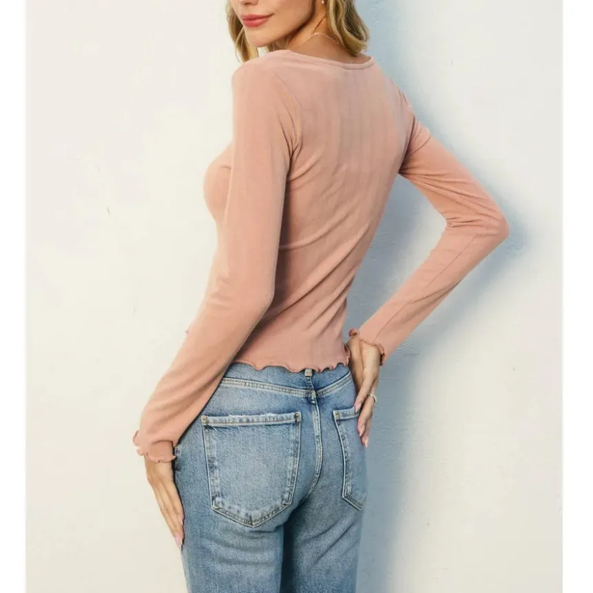 DRESS FORUM Lettuce Edge Square Neck Top - Image 2