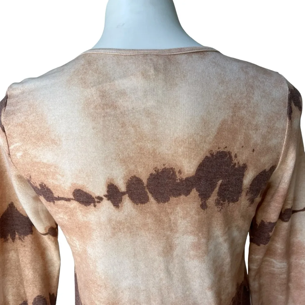 NWT, 7th Ray V-Neck Long Sleeve Sweater, Mocha Tie Dye, Sz S - Image 7