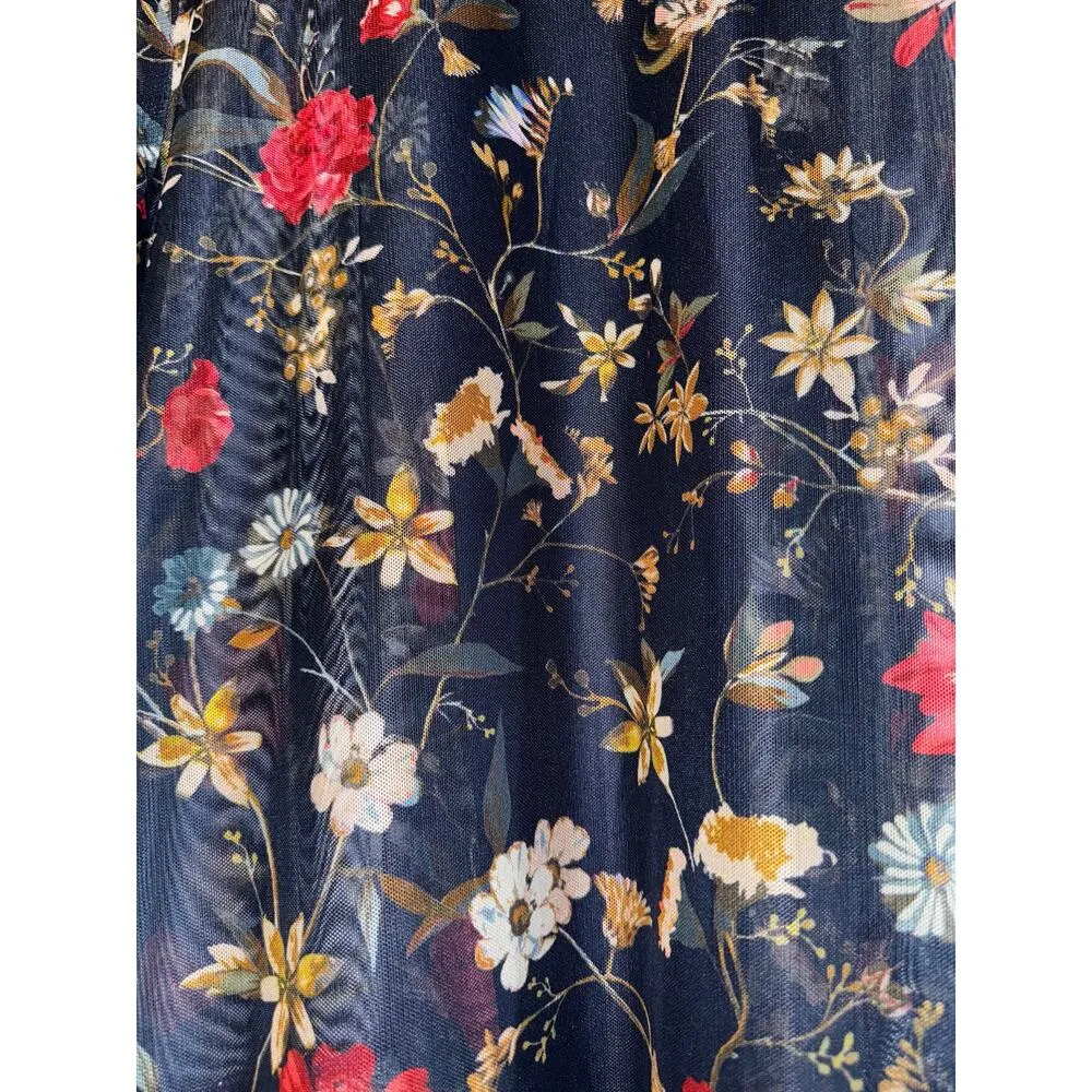 NorthStyle Cottage Kimono Women's Sz Medium Sheer Dainty Feminine Ruffle Floral Blue - Image 6