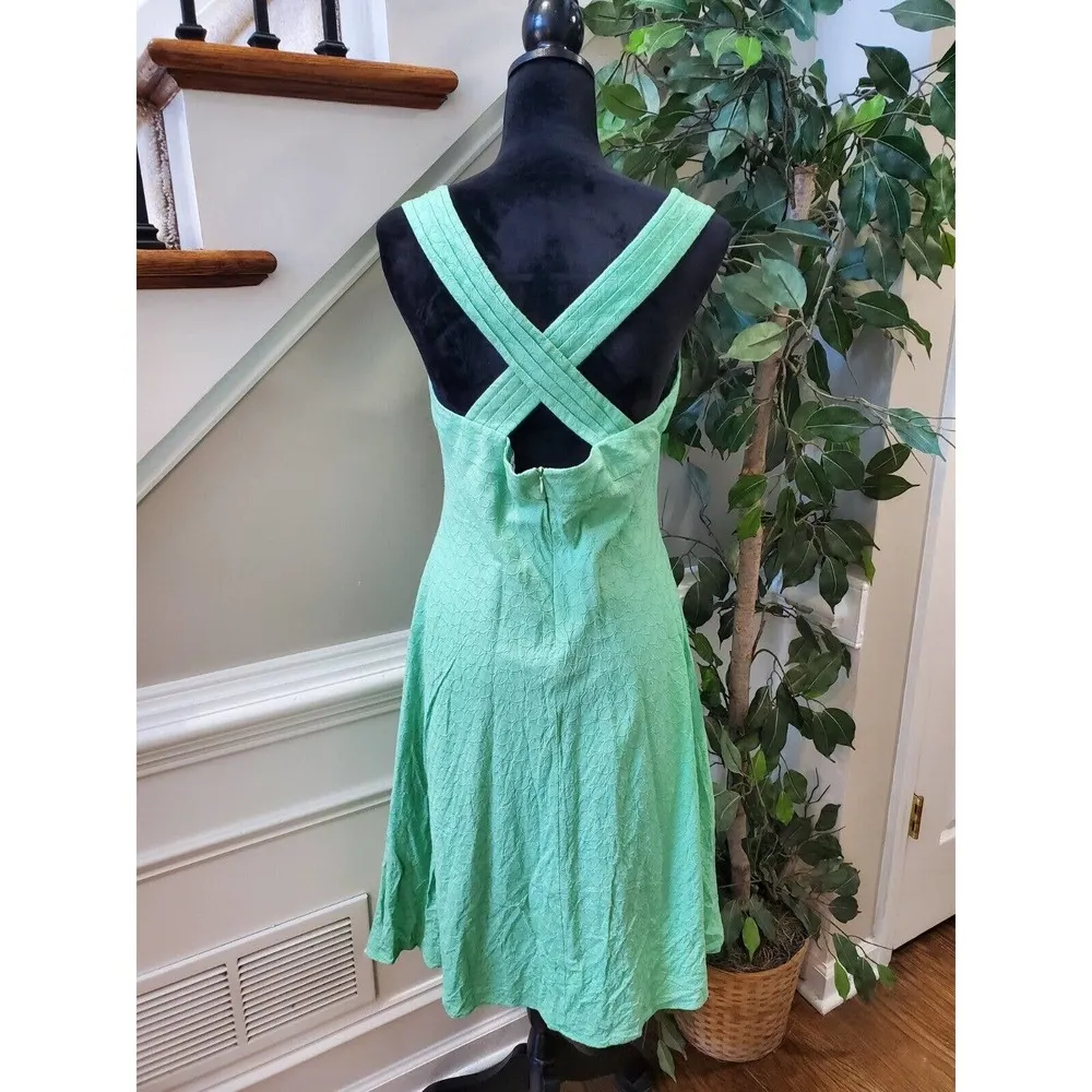 Calvin Klein Womens Green Cotton Sweetheart Neck Sleeveless Knee Length Dress S - Image 3