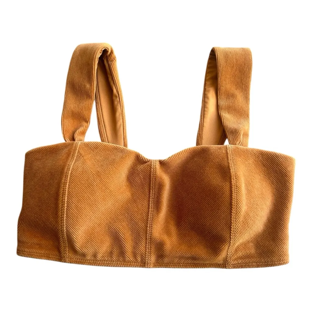 Alo Yoga Micro Corduroy Winter Break Bra in the color Toffee. Size Medium - Image 3