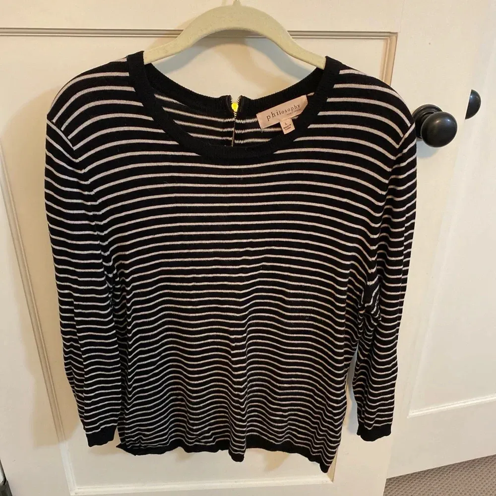 Philosophy black and cream  striped sweater shirt Size L - Image 2