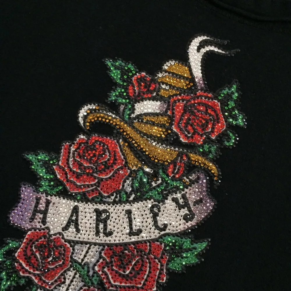 Harley-Davidson Rose Bling Graphic Short Sleeve T-Shirt - Image 3