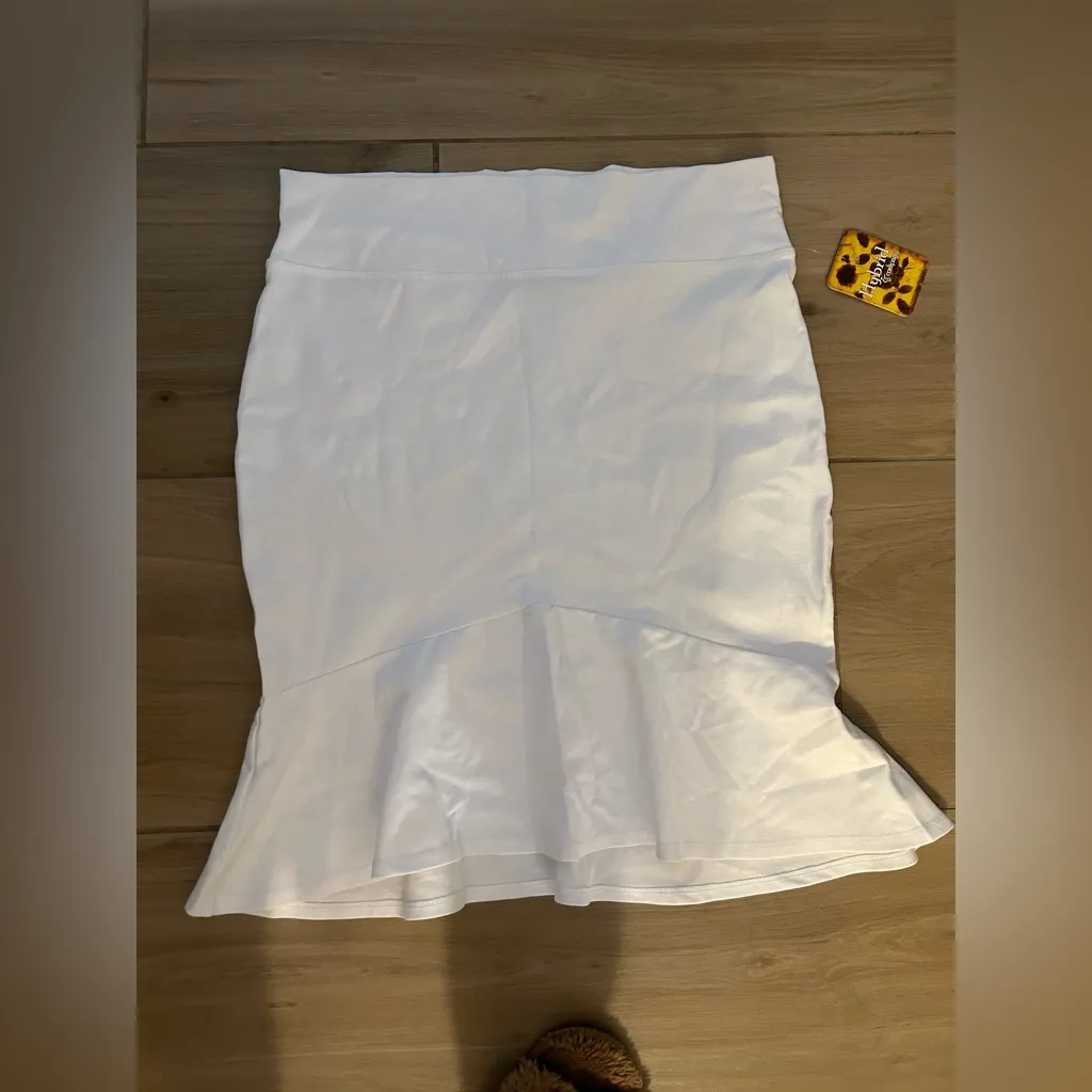 NEW White Hybrid & Company Nylon Ponte Fishtail Pencil Skirt 37” waist L Size L - Image 3