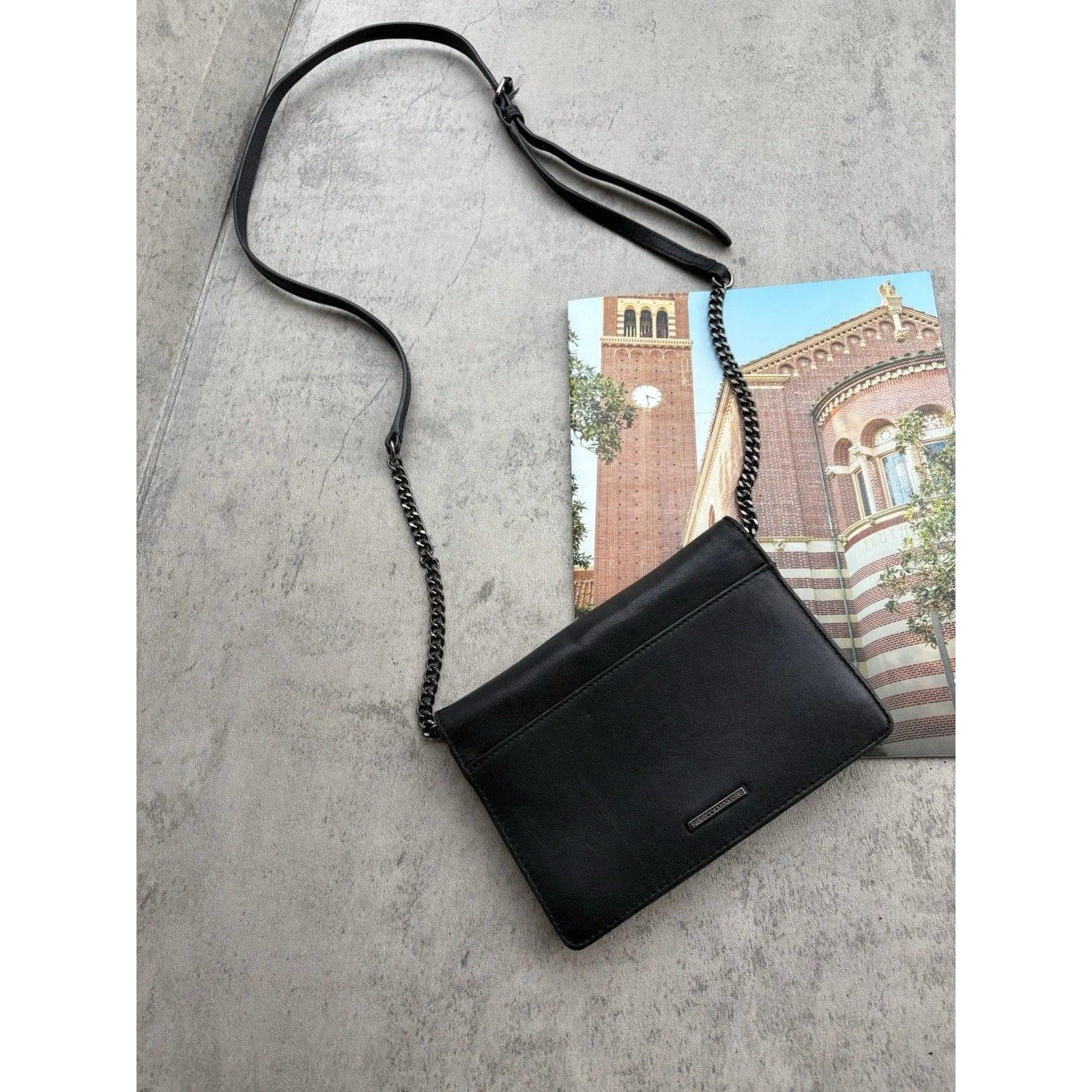 Rebecca Minkoff Chain crossbody Molly Black Envelope Leather Bag Clutch - Image 2