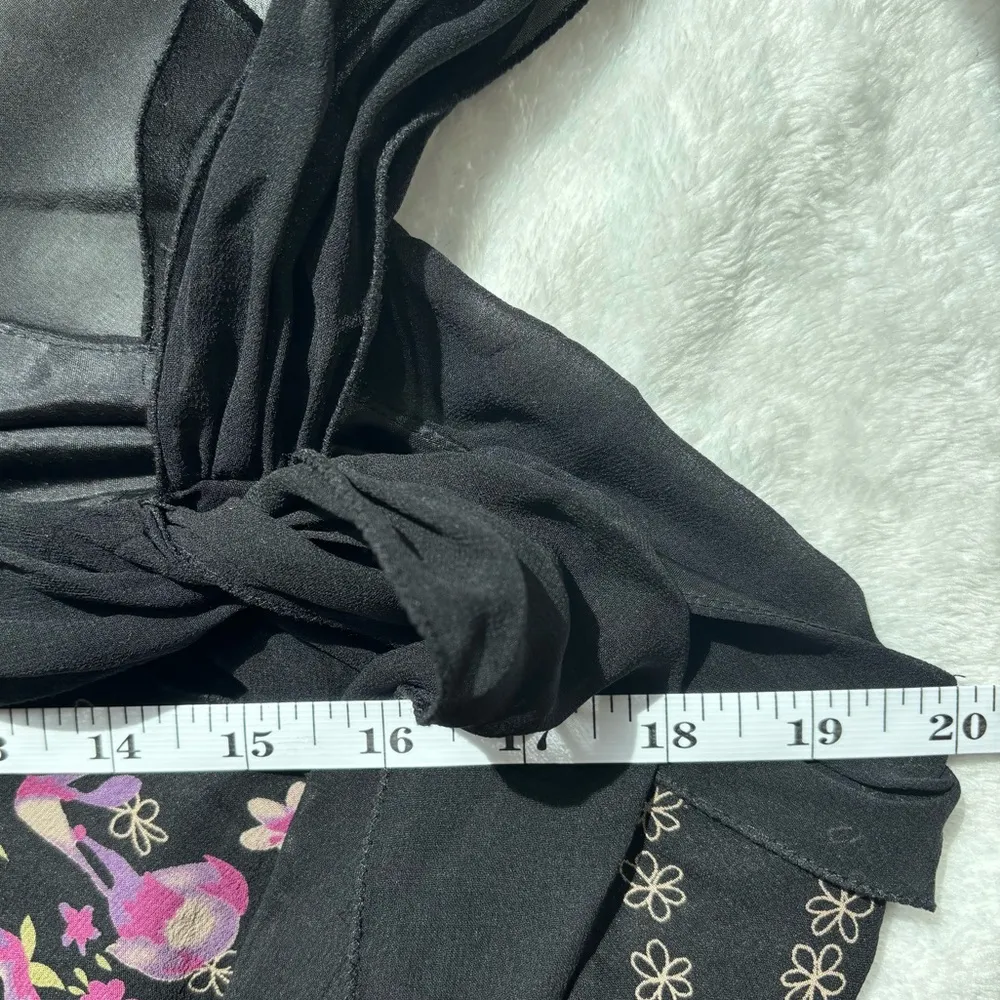 Studio M Floral Black and Purple Silk Sheer top Size XL - Image 5