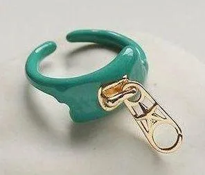 Cute ring green ring Enamel ring zipper ring special ring y2k ring 2000s ring trendy ring - Image 4