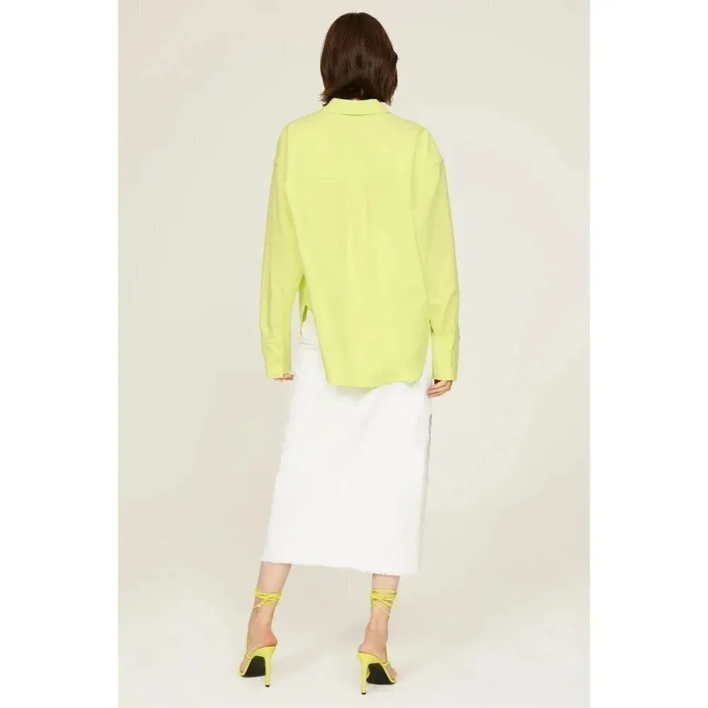 Good American Weekend Shirt in Green 00/0 XSmall Womens Button Down Blouse Top - Image 13