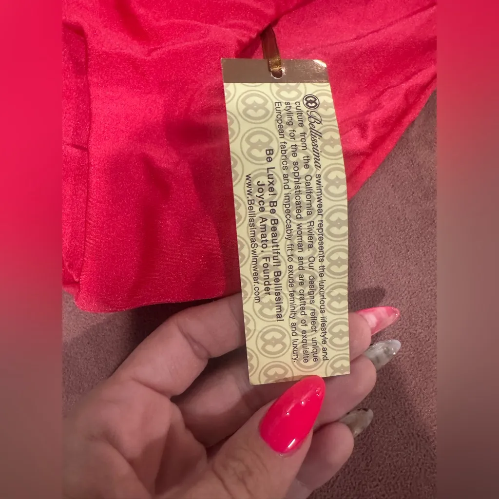 NWT Bellissima Red Bikini Bottom with Gold Chain Accent - Image 5