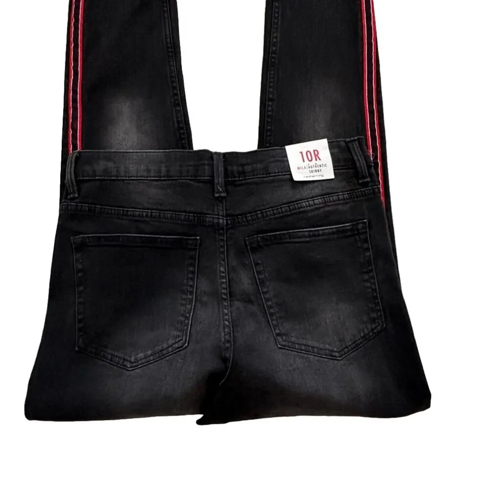 Red Herring UK Mila Black Wash Red Racing Stripe Skinny Jeans Size US 6 NEW - Image 11