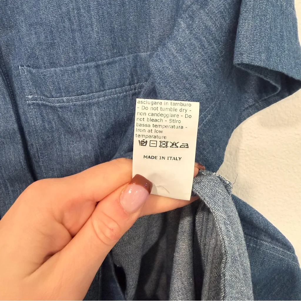 G. Label by Goop (gwyn) Blue Denim Chambray Short Sleeve Dress 2 - Image 6