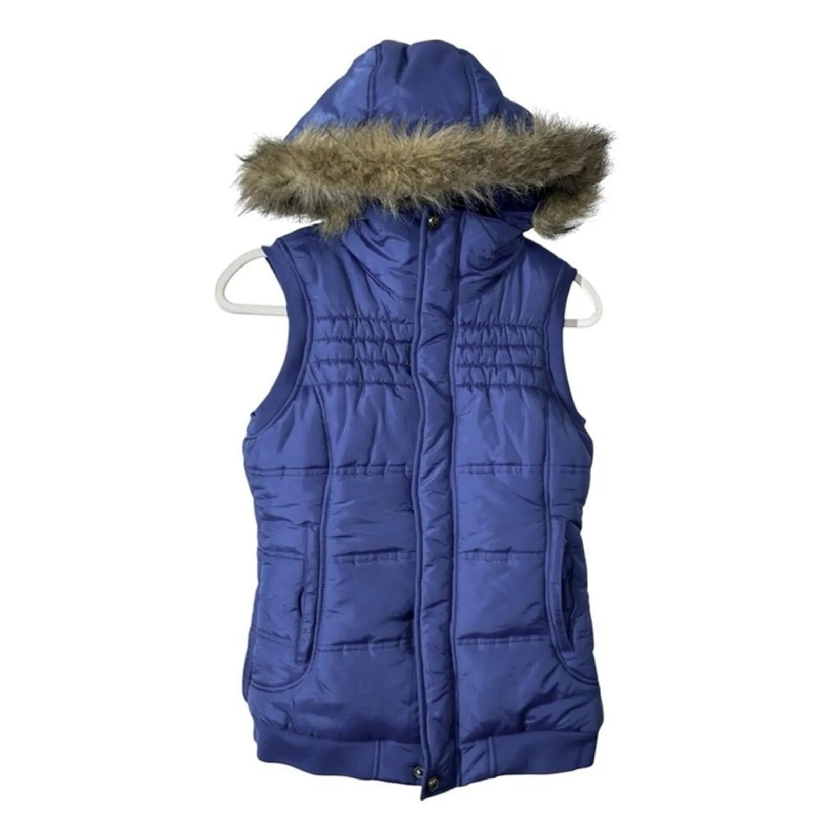 Burton Dry Ride Purple Fur Trim Snowboard Puffer Vest Size Small - Image 2