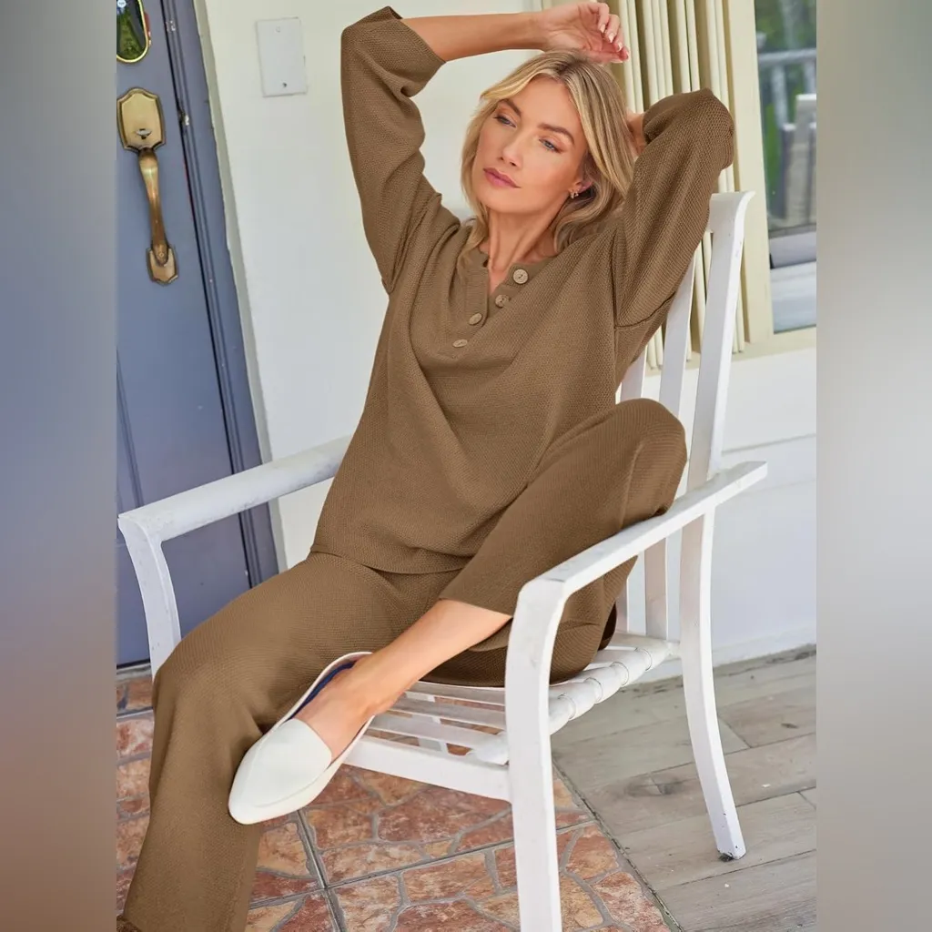 Slouchy Boho Sweater Waffle Knit Lillusory NWT Sz S Fall Winter Cozy Granola Brown - Image 6