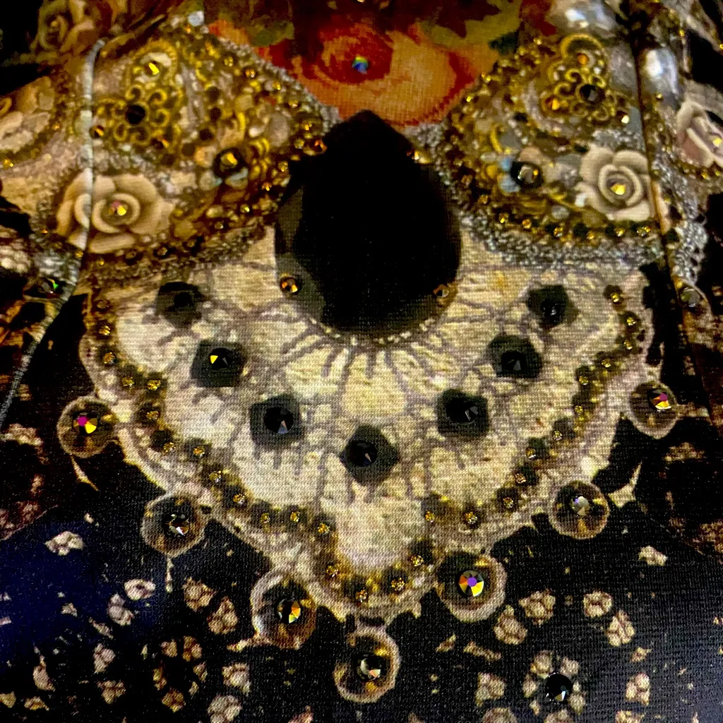 Michal Negrin Carol Dress Decorated with Swarovski Crystals. Hand made. S Black - Image 7