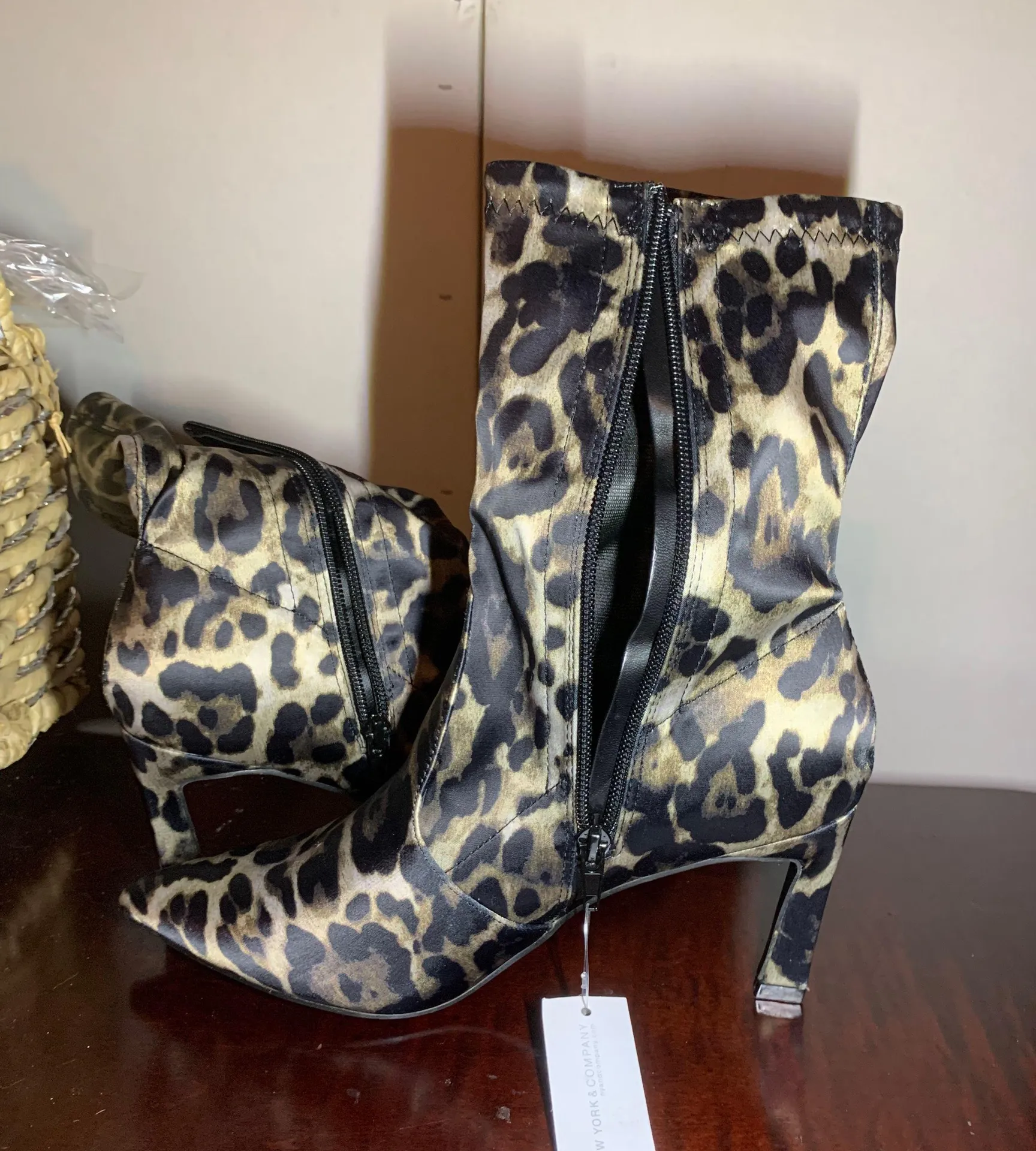 NY&C Olivia Miller Leopard Animal Print Boots Black Size 6.5 - Image 3