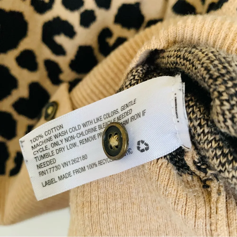 a new day Leopard Print Cardigan Sweater with Buttons | Size: L - Image 8