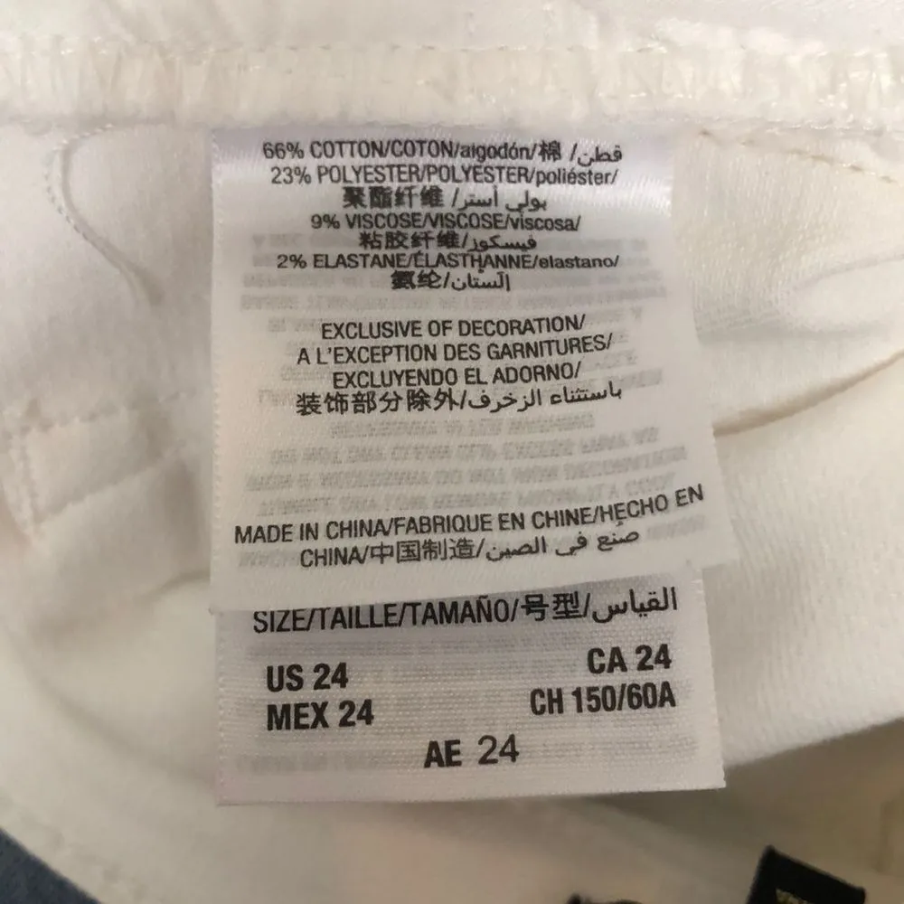 Juicy Couture White Tuxedo Stripe Crop Flare Uneven Hem Jeans size 24 - Image 10