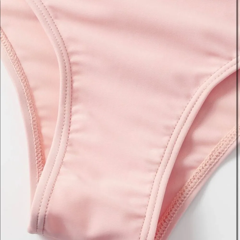 Women’s Contrast Binding High Waist Bikini Swimsuit Pink Size M - Image 4