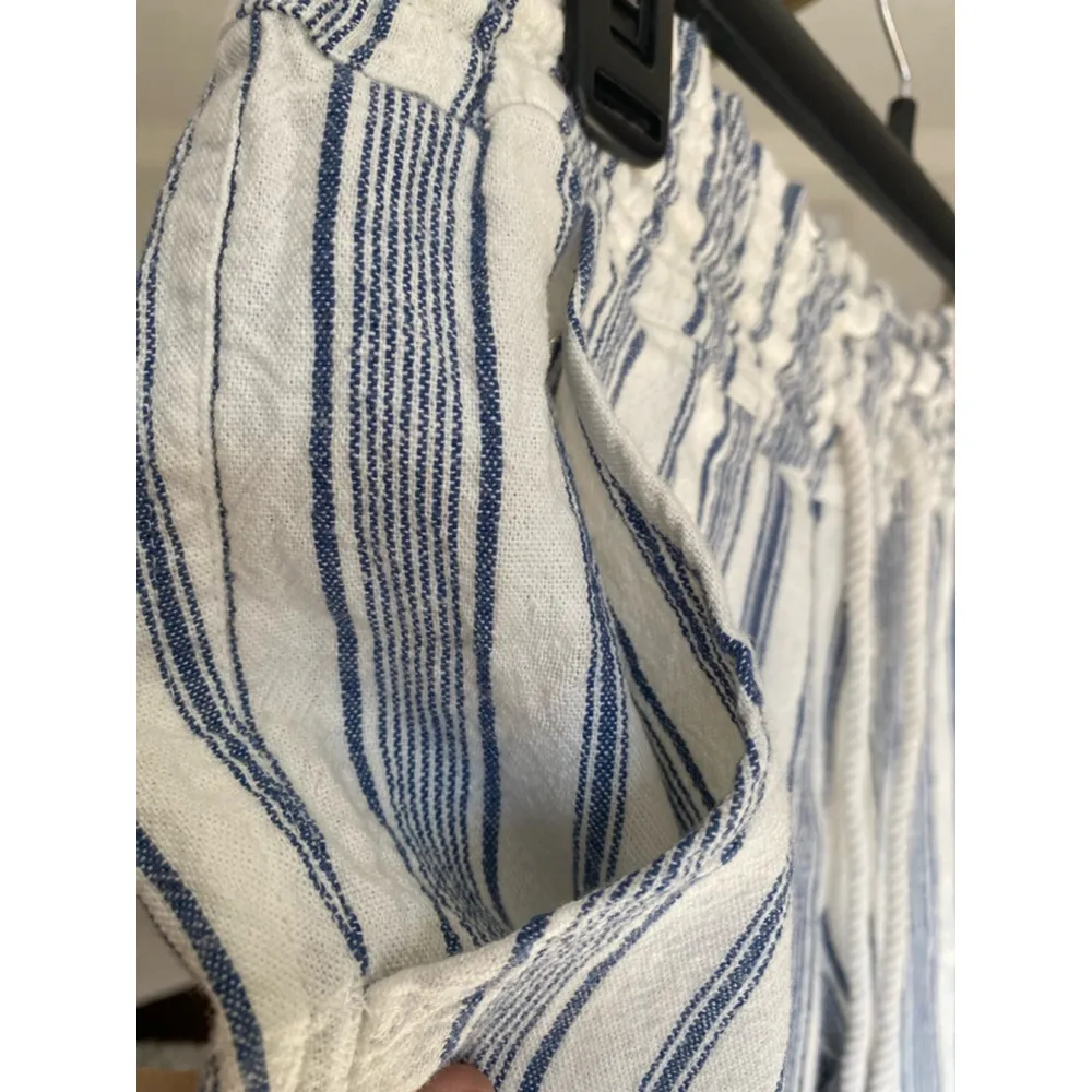 Roxy Wide Leg Linen Lounge Pants Drawstring Resort Vaca Beach Natural Fiber Boho - Image 7