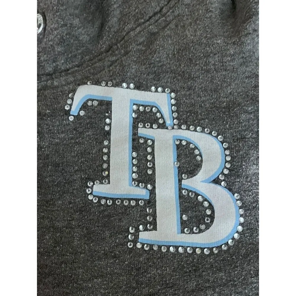 Tampa Bay Rays Victorias Secret PINK Zip‎ Up Hoodie Sweatshirt Gray Size Med - Image 3