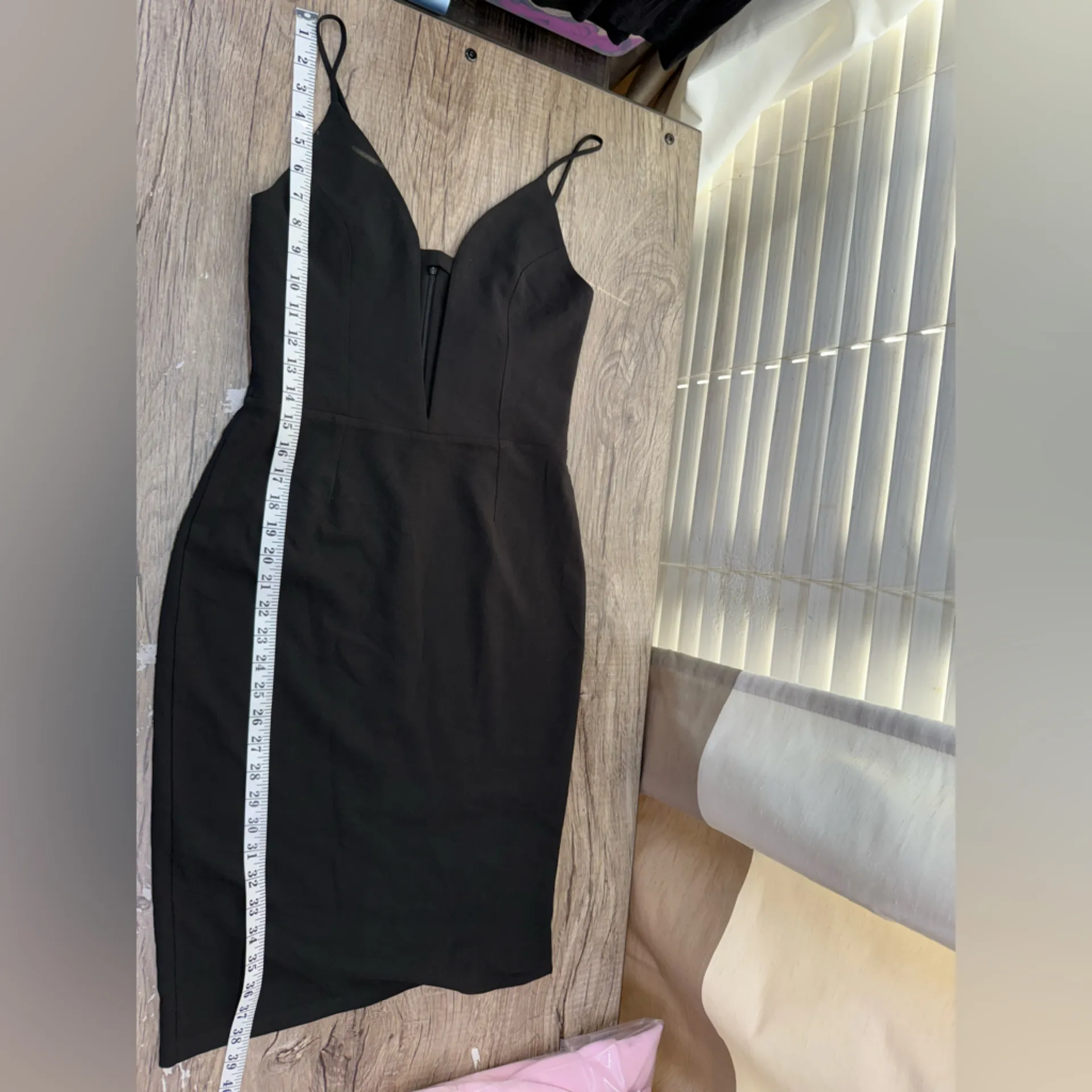 Krisa Black Deep V Cami Midi Dress‎ stretchy Revolve clothing xs - Image 5