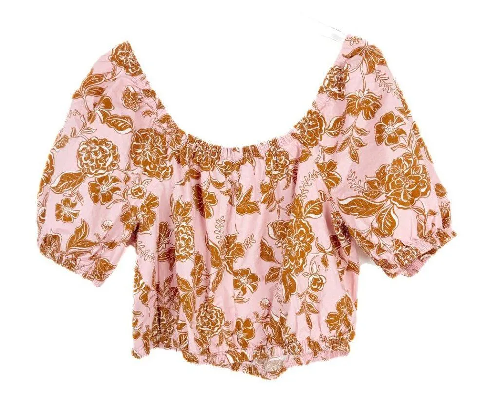 NWT  Classic Crop Square-Neck Puff-Sleeve Top Pink Plus Size 14/16 - Image 9