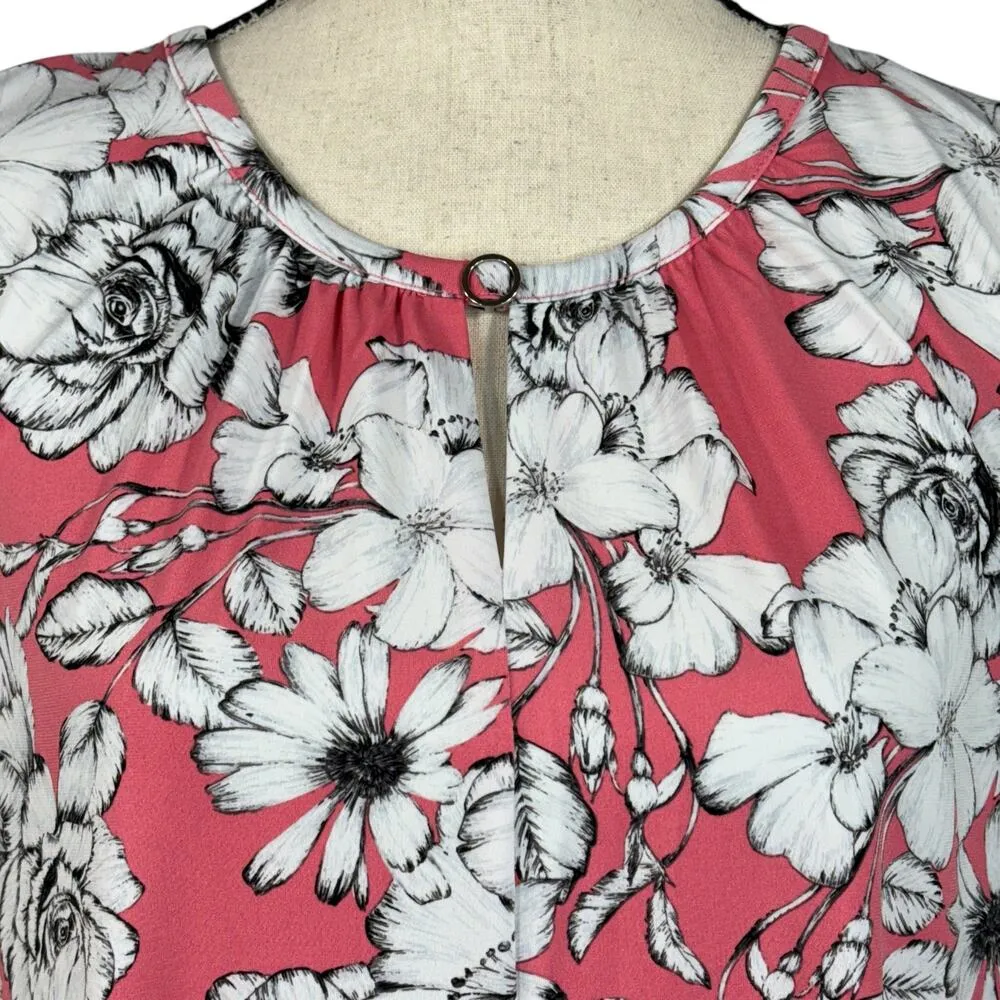 Liz Claiborne Career X-Large Top Floral Stretch Sleeveless Keyhole Round Neck - Image 2