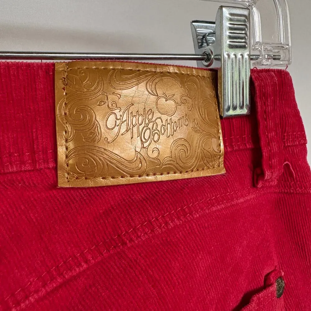 Vtg Y2K Apple Bottom Jeans Low Rise Red Corduroy Skinny Hot Pants Size 7/8 - Image 8