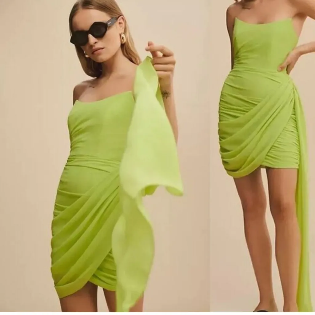 MAC DUGGAL 56005 Dress Size 4 Evening Gown NEW Lime Green Strapless Ruched - Image 6