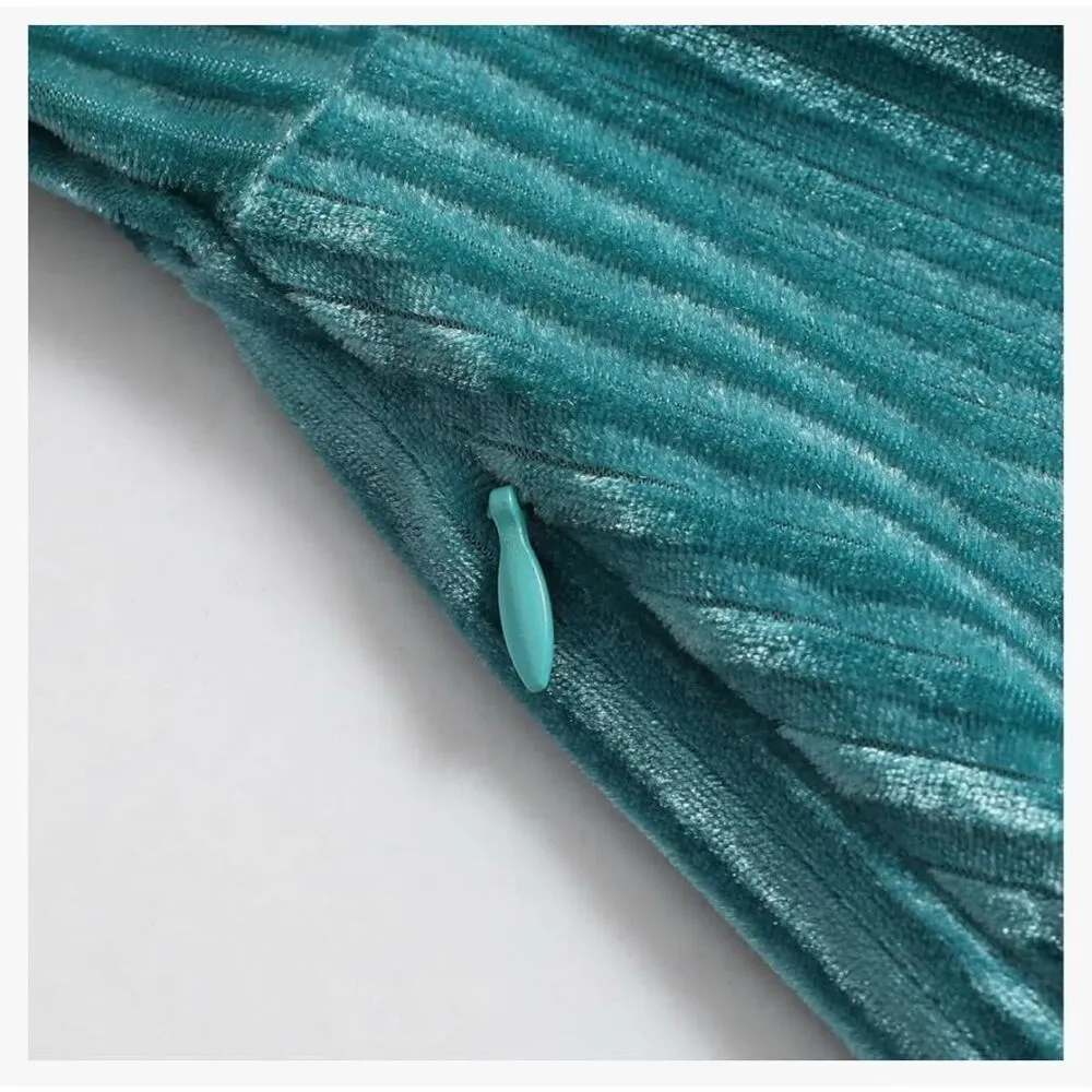 NEW V Neck Long Sleeve Velvet Ribbed Mini Dresses XL No BELT - Image 7