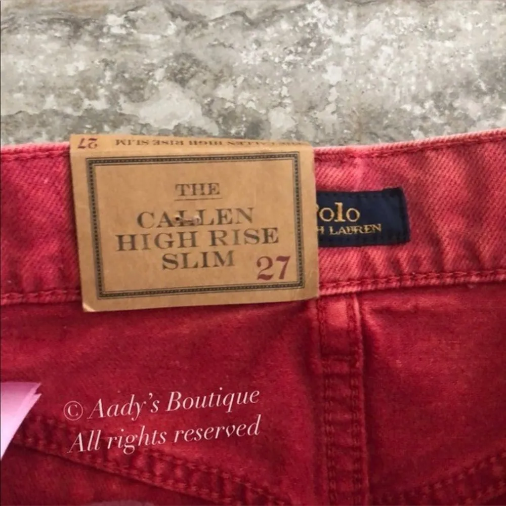 Polo Ralph Lauren Jeans Callen High Rise Cropped, Red Size 27R New w/Tag - Image 10