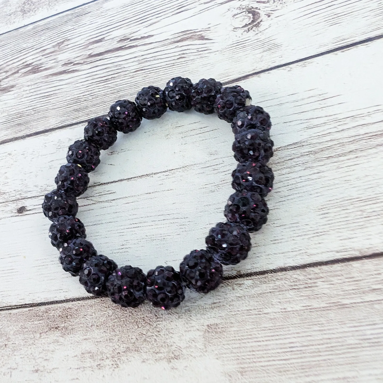 Vintage Stretch Bracelet Dark Purple Chunky Balls - Image 8