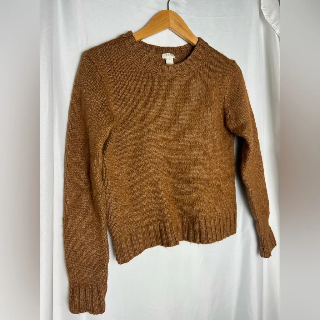 J. Crew Women's Brown Sweater wool long sleeve crew neck medium - Image 2