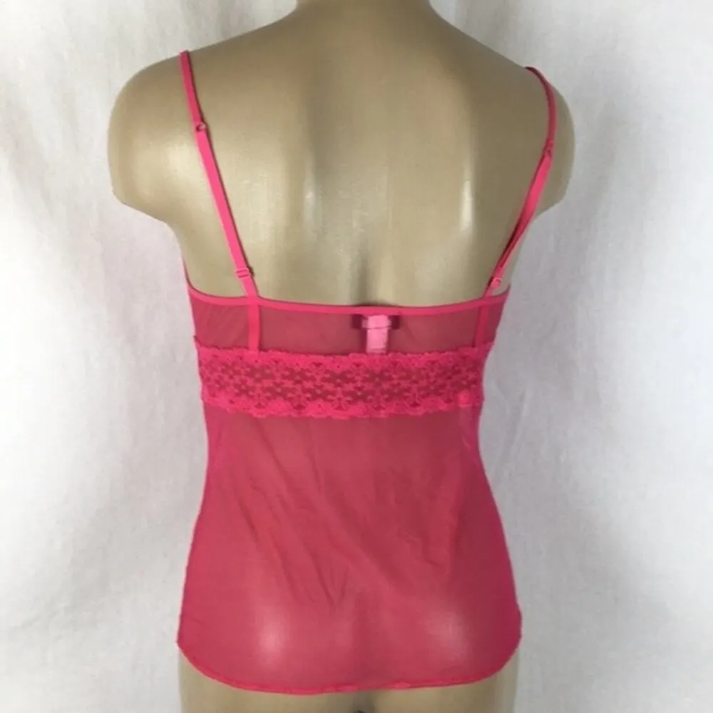 Cosabella Hot Pink Sheer lace trim camisole Top M NEW - Image 2