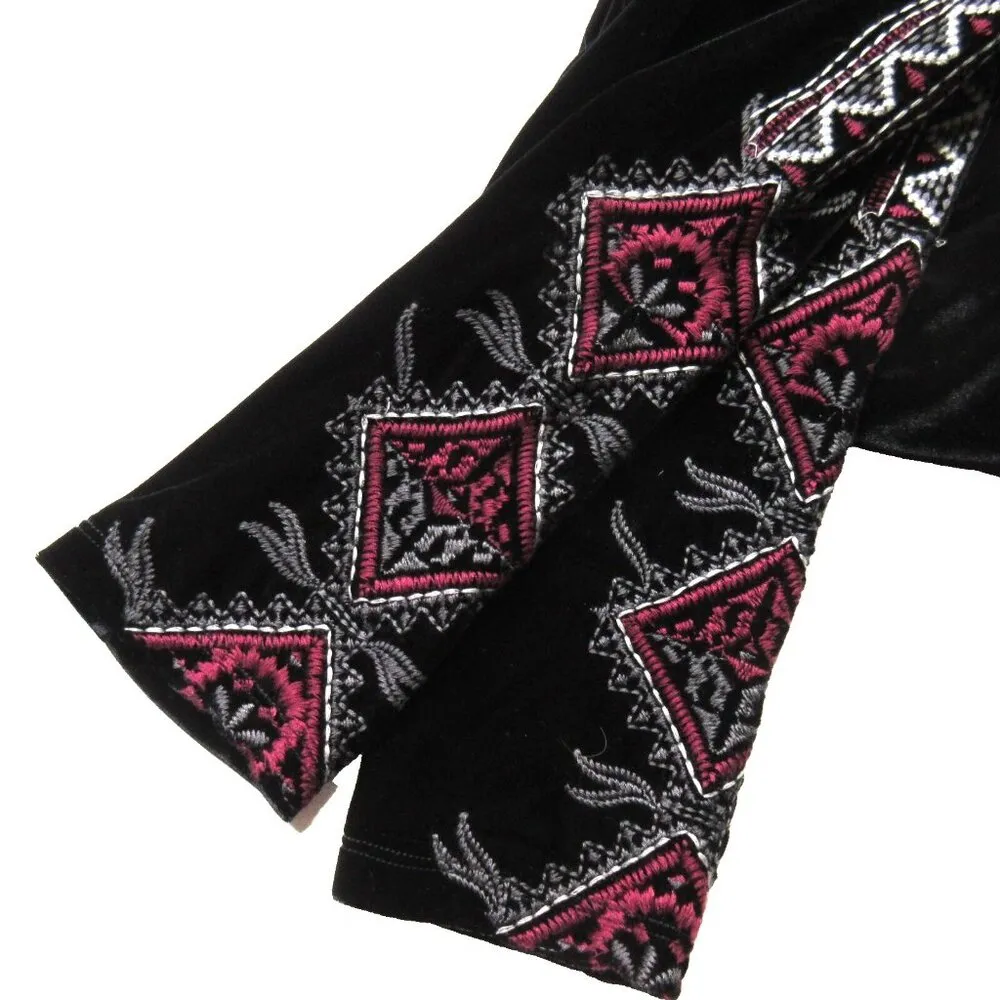 NWT Johnny Was Blair Legging in Black Stretch Velvet Embroidered Skinny Pants S - Image 6