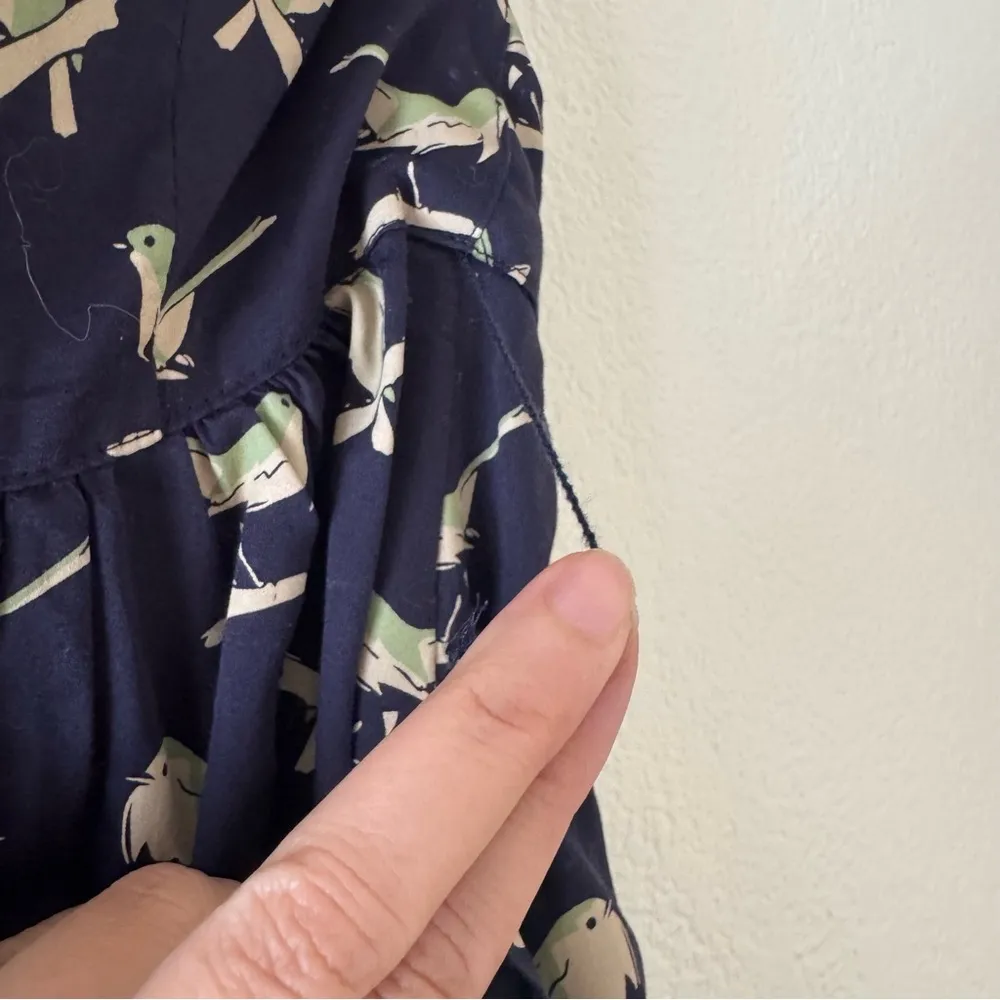Anthropologie Porridge Sing Sweetly navy and mint strapless birds dress 4 Blue - Image 6