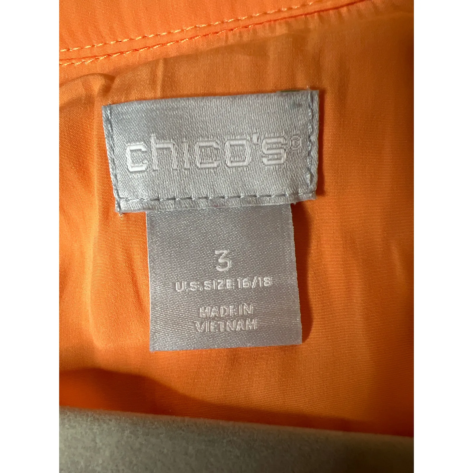 Chico’s size 3 top orange puff sleeves pop-over dressy office church - Image 5