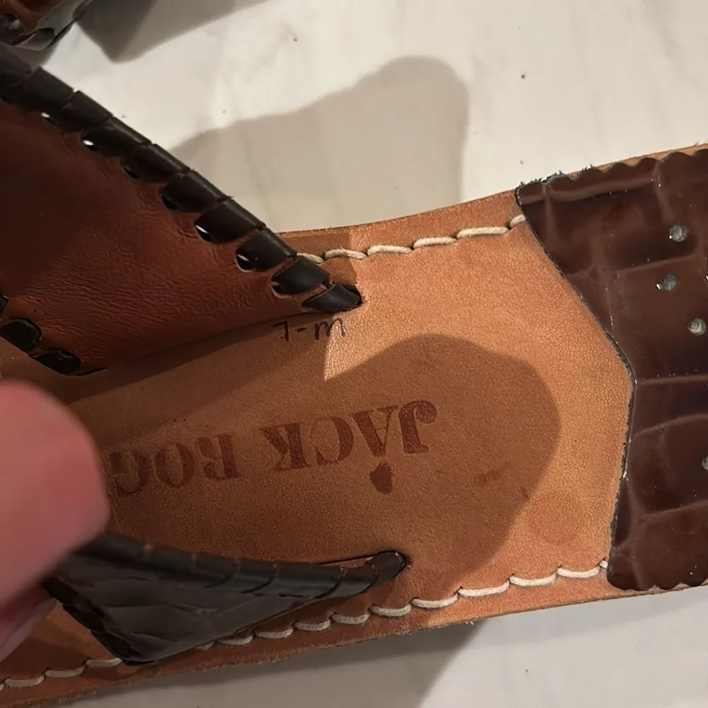 Jack Rogers Brown Embossed Croc Sandal - Image 2