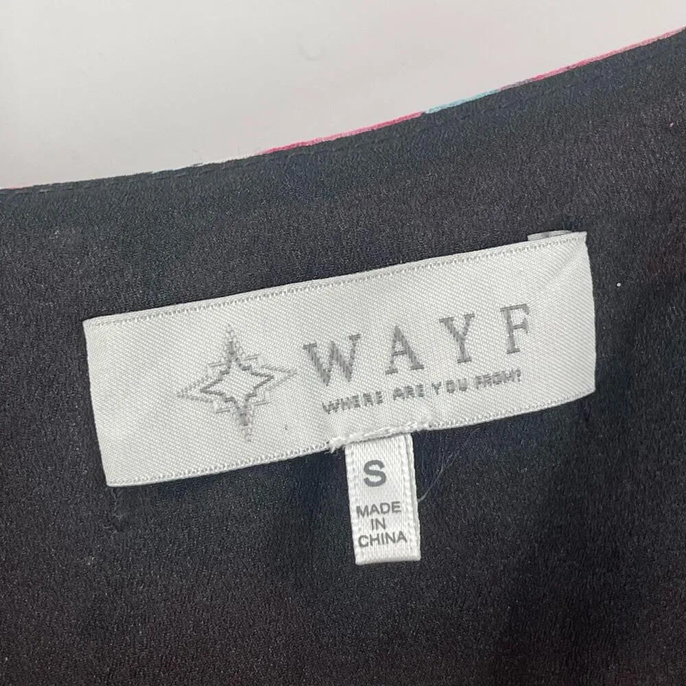 WAYF Blouse Size Small Wrap Floral Pink Puff Sleeve Ruffle Crop Romantic Ties - Image 3