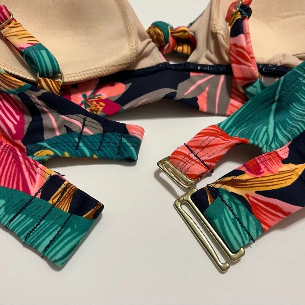 Kona Sol  Tie Front Tropical Floral Bikini Top NWOT S - Image 6
