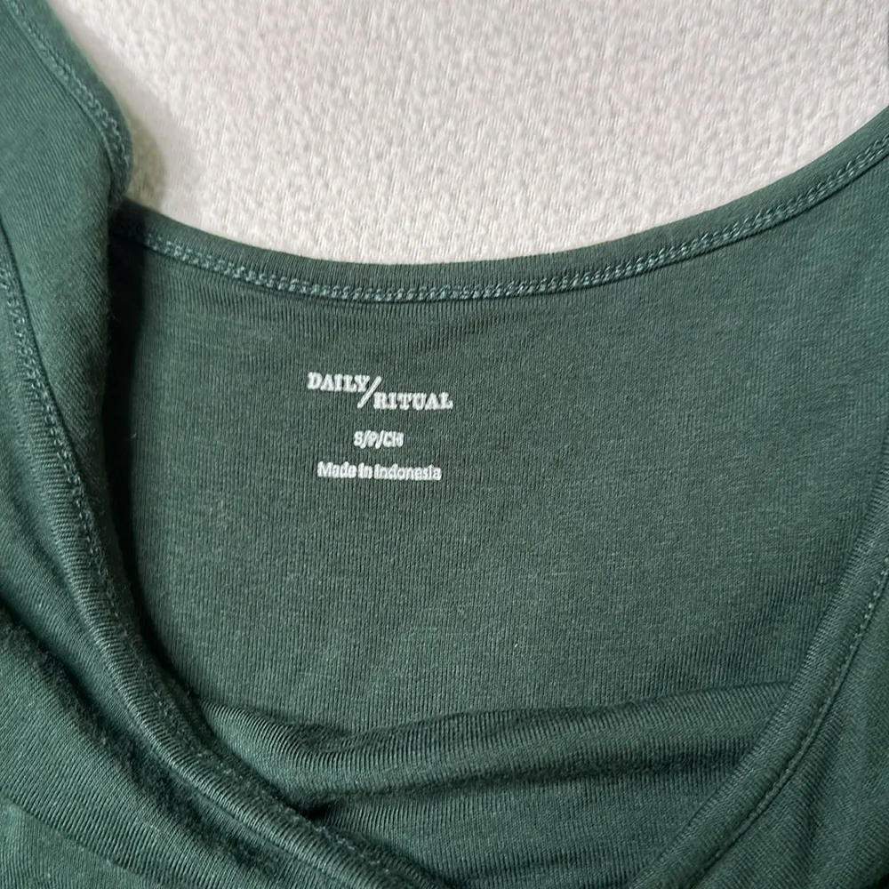 Anthropologie Daily Ritual Forest Green Jersey Sleeveless Gathered Midi … - Image 5