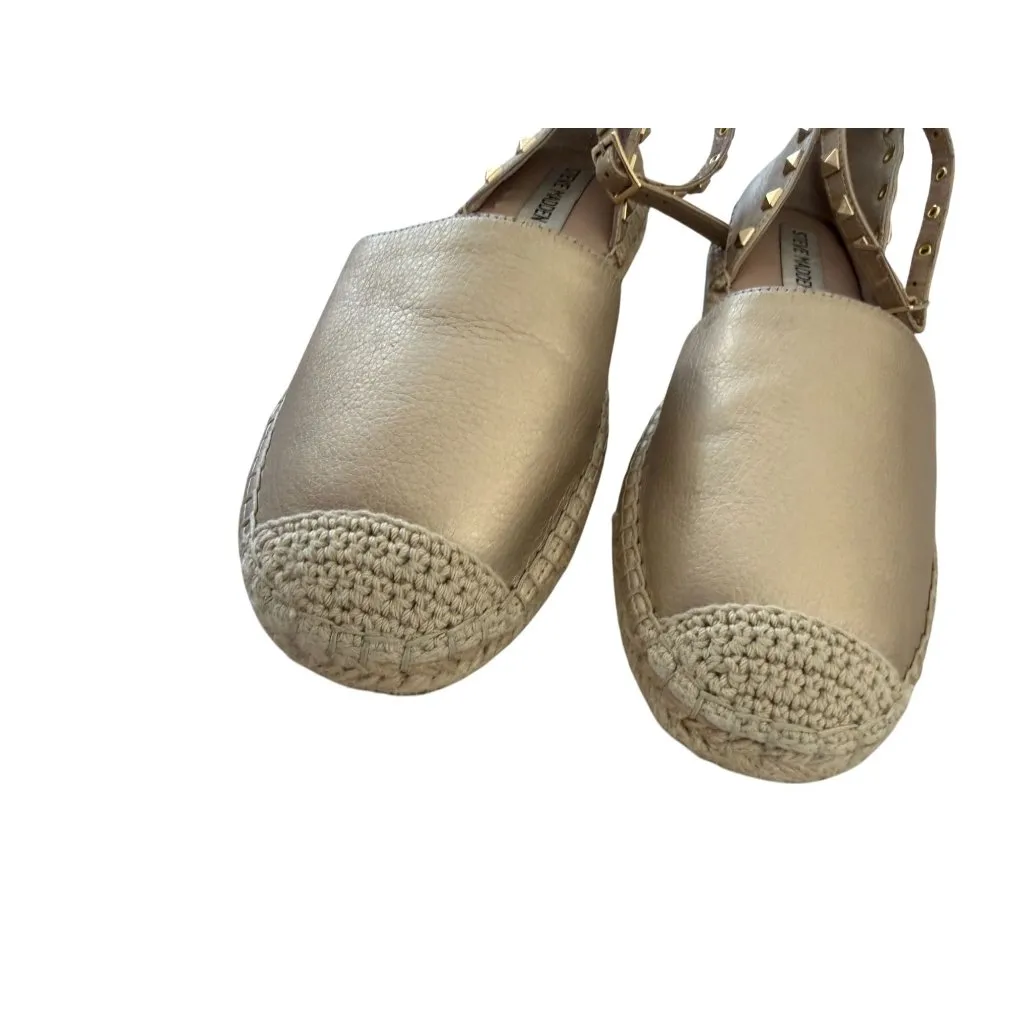 STEVE MADDEN Alissa Gold Studded Espadrille Flats Size 7 - Image 4