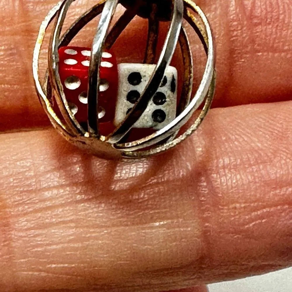 Vintage caged dice pendant necklace - Image 8