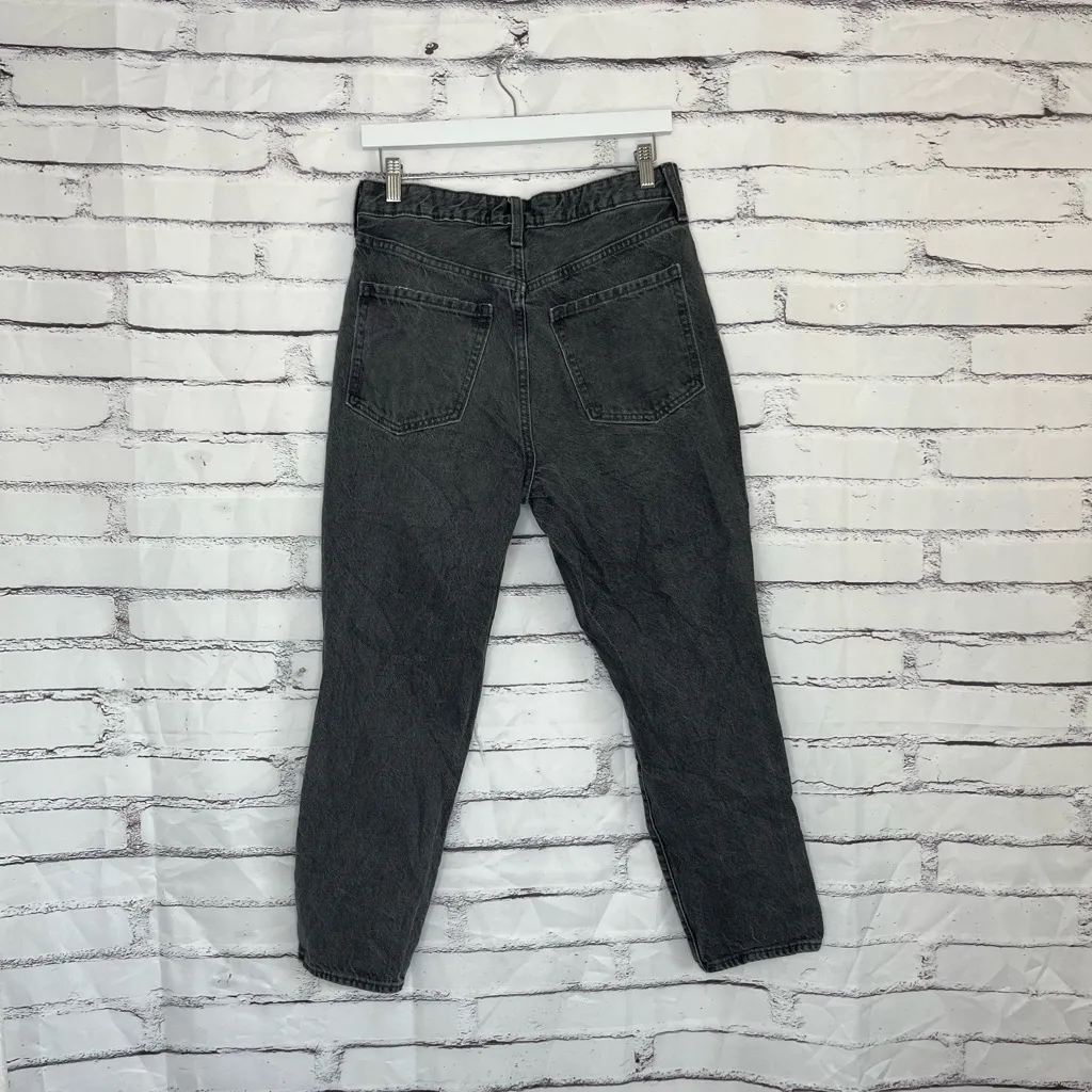 Vintage Y2K Old Navy Extra High Rise Straight Leg Jeans Dark Grey Distressed 8 - Image 10