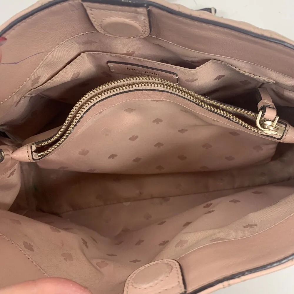 Kate Spade Bag Briar Lane Quilted Slide Chain Shoulder Medium Peach Puff Blush Pink - Image 8