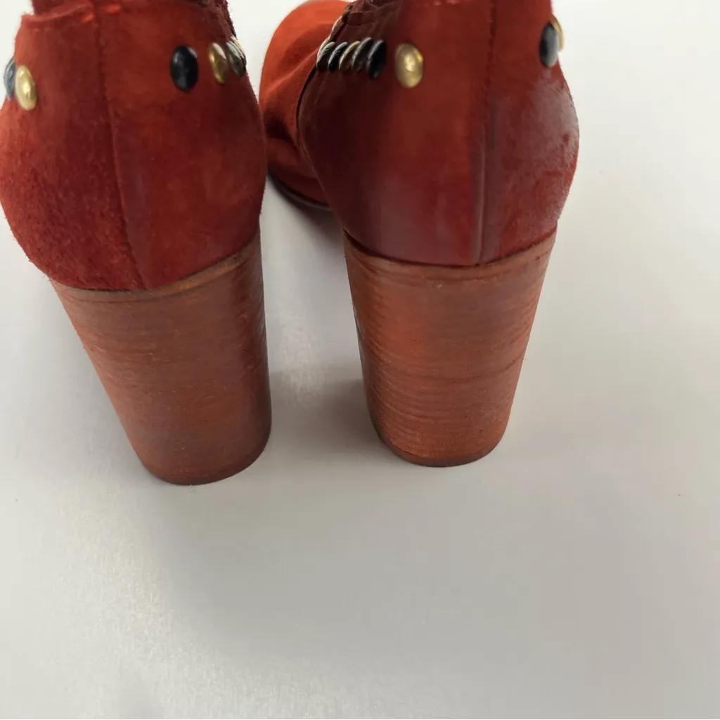 Free People Dakota Studded Suede Western Boot Ginger Snap Red Orange SZ 7.5 NWOT - Image 10