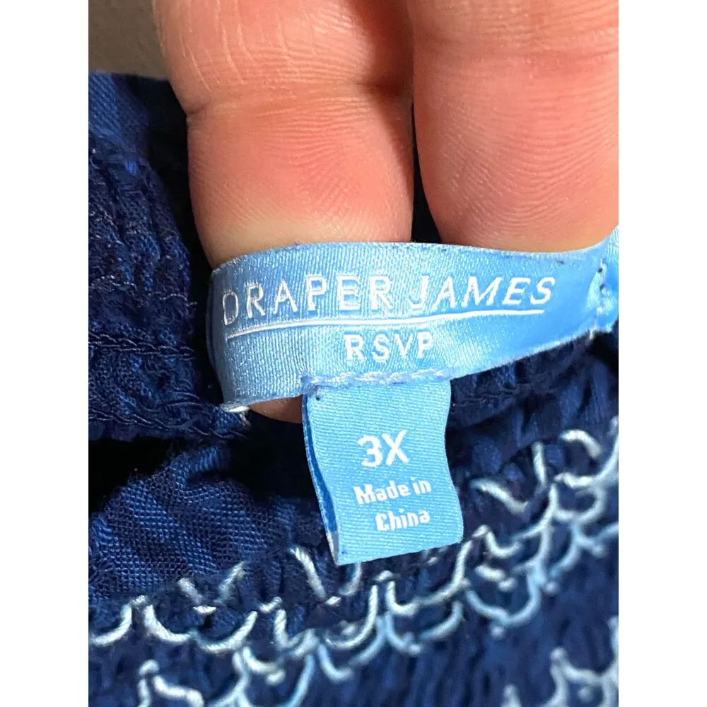 Draper James RSVP Dress Puff Sleeve Smocked Prairie Blue Lined Womens Plus 3X - Image 6