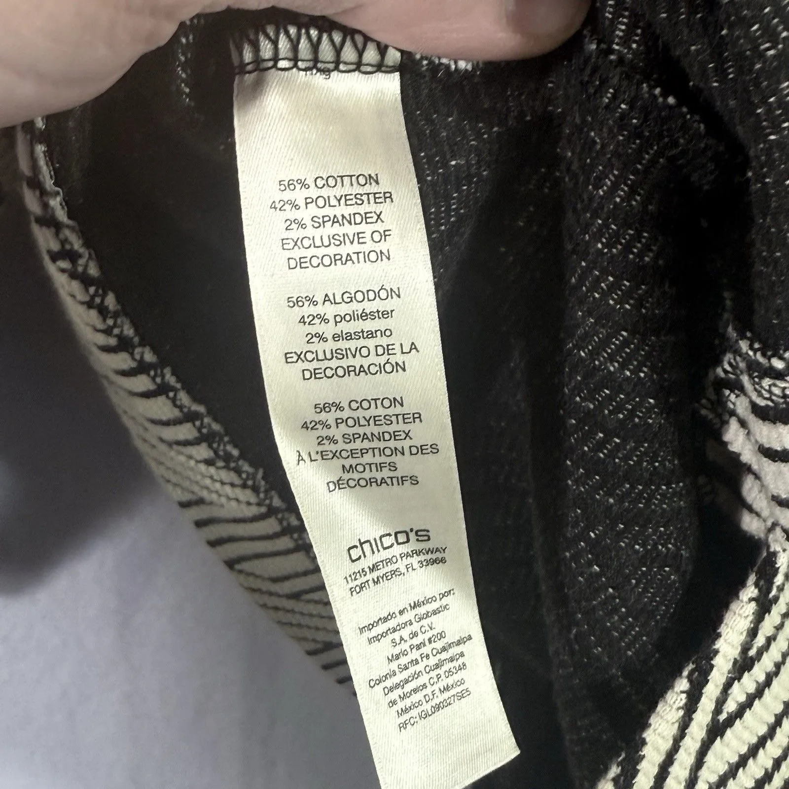 Chico's Cream Black Diamond Jacquard 3/4 Sleeve Top Blouse Size 1 US M Workwear - Image 8